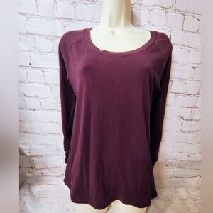 Calia Renew Long Ruched Sleeve Yoga Purple Top Activewear Medium